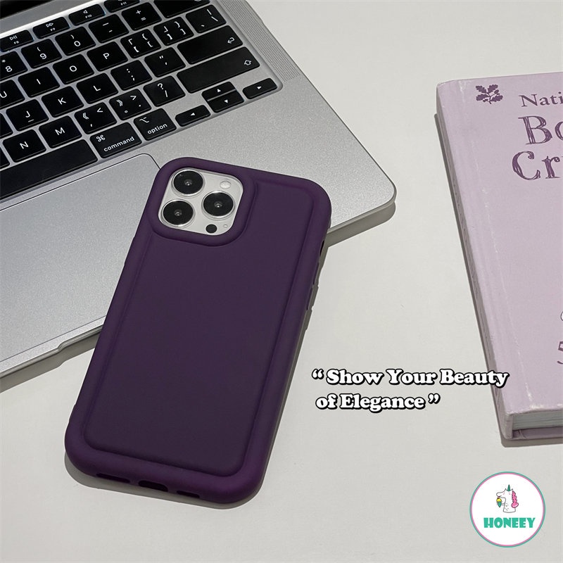 IPHONE Fashion Ungu Airbag Ponsel Case Kompatibel Untuk Iphone14 13 12 11 Pro Max 14 Pro Max Shockproof Matte Cair Silikon Lembut TPU Belakang Ponsel Cover