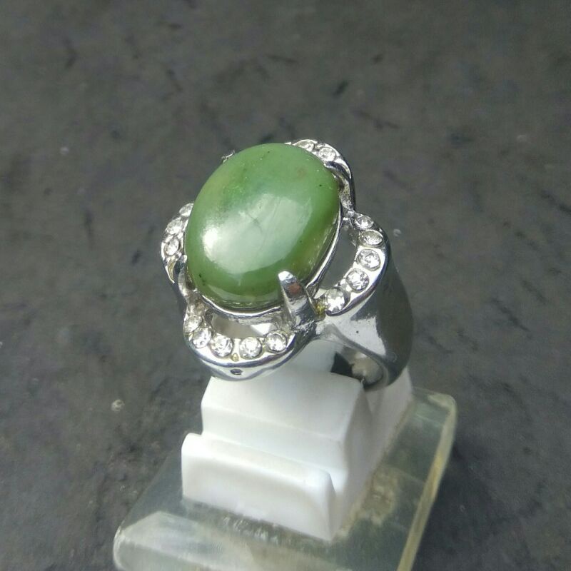 Cincin Wanita Batu Giok Aceh Natural Nephrite Jade Akik Nefrite Nefrit