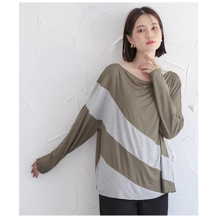 Impor Blus Katun Longgar Lengan Panjang Wanita Gaya Jepang