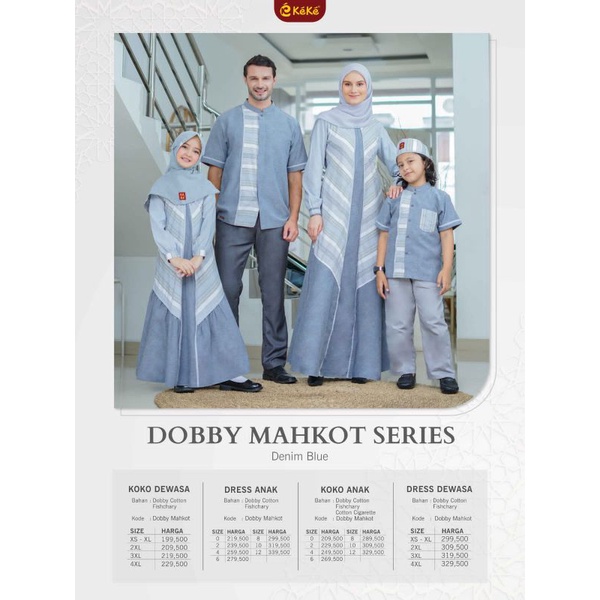 Sarimbit Keluarga Keke Dobby Markot Series Denim Blue - Gamis Ibu dan Anak serta Koko Bapak dan Anak