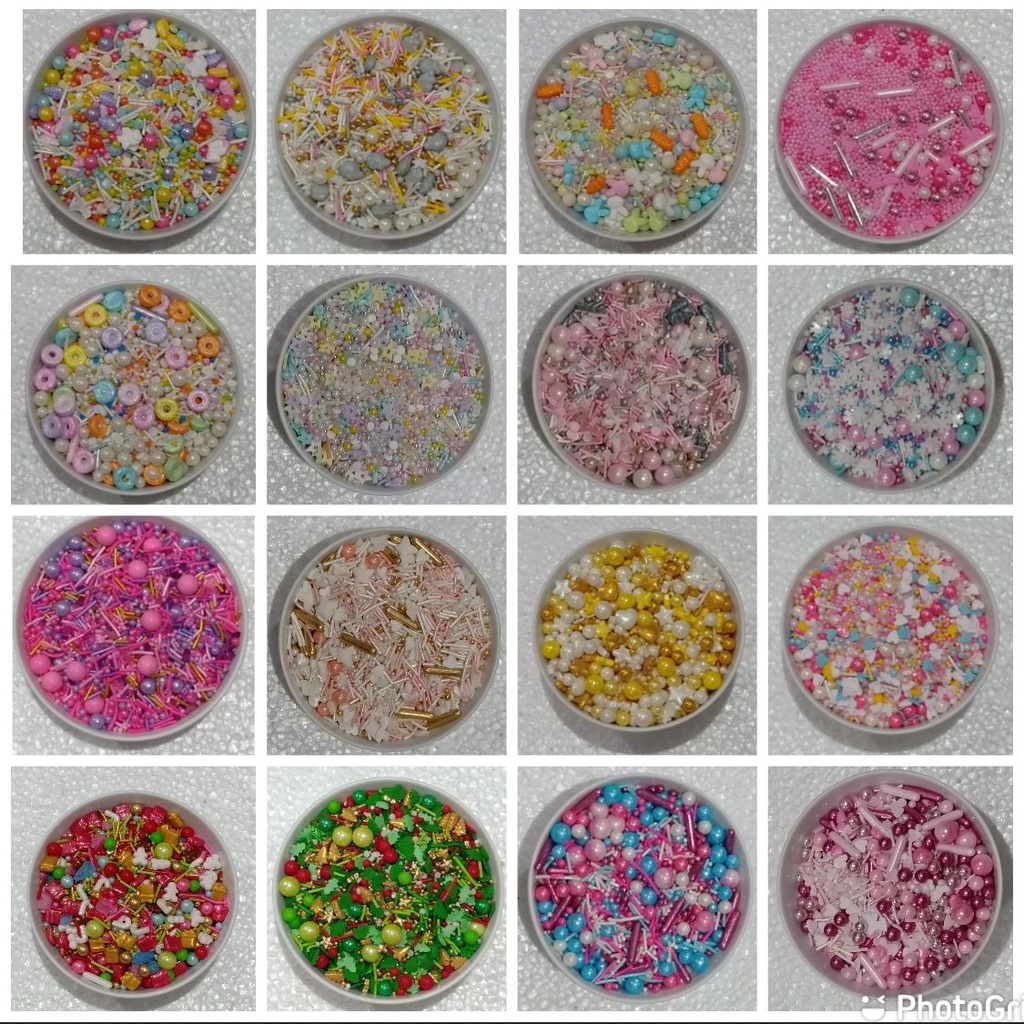 

SPRINKLE KUE TRIMIT / SPRINKLE MUTIARA MIX SIZE KEMASAN 50 GRAM