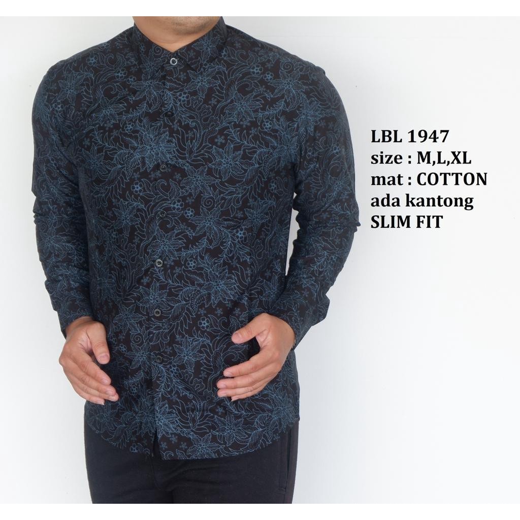 KEMEJA BATIK PRIA SLIM FIT LENGAN PANJANG BAJU BATIK PRIA LBL1947