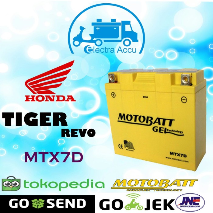 Aki Motor Honda Tiger Revo Motobatt Mtx7D Aki Kering Realpict