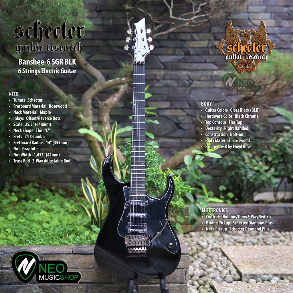 SCHECTER Banshee-6 FR SGR Gloss Black 6 Strings Electric Guitar