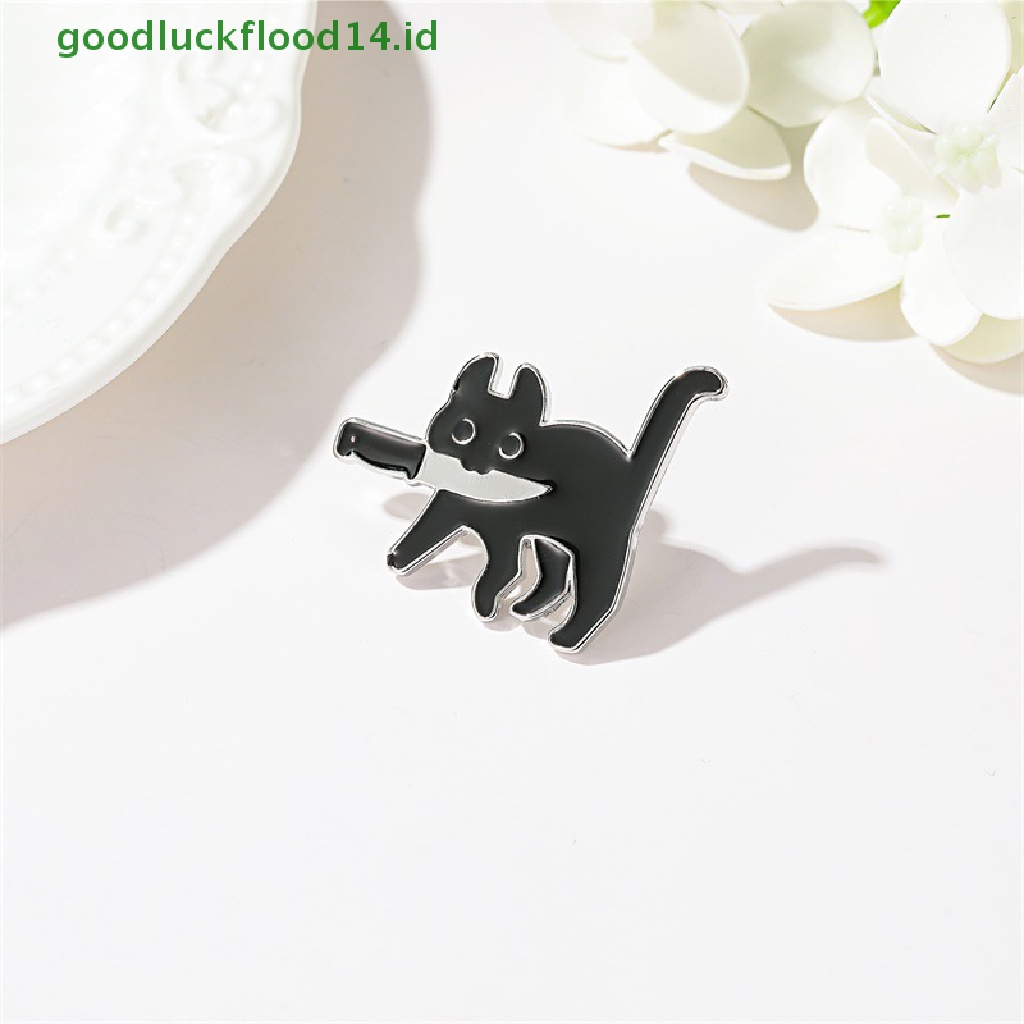 [GOOGFOUR] Kartun Kreatif Kucing Hitam Pemodelan Pop Enamel Pin Kerah Lencana Bros [TOP]