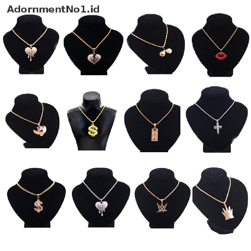 [AdornmentNo1] Punk Hip Hop Huruf Kepala Singa Kalung Badut Berlian Imitasi Rantai Liontin Necklaces [ID]