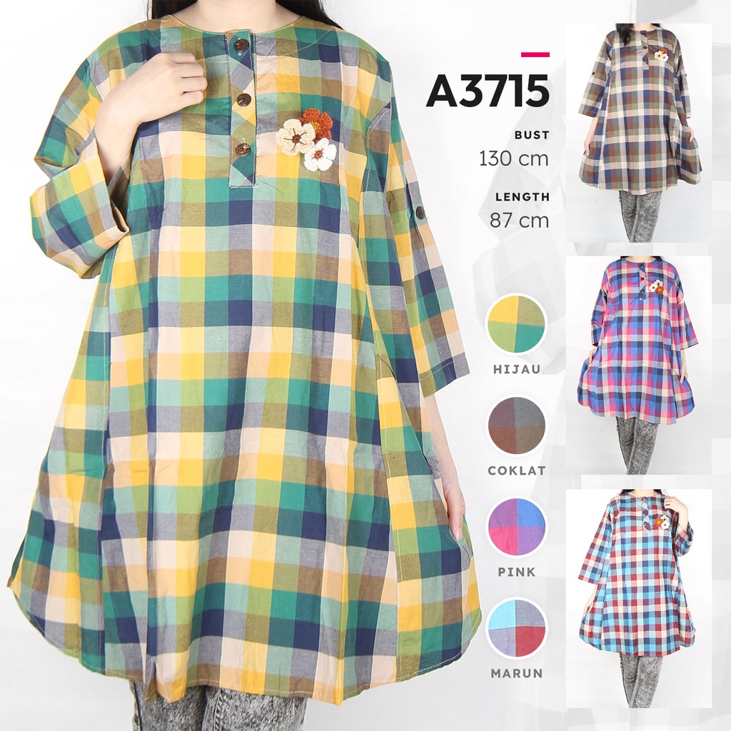 Maliju Tunik Jumbo LD 130 CM Bigsize Kotak Katun 5L - A3715