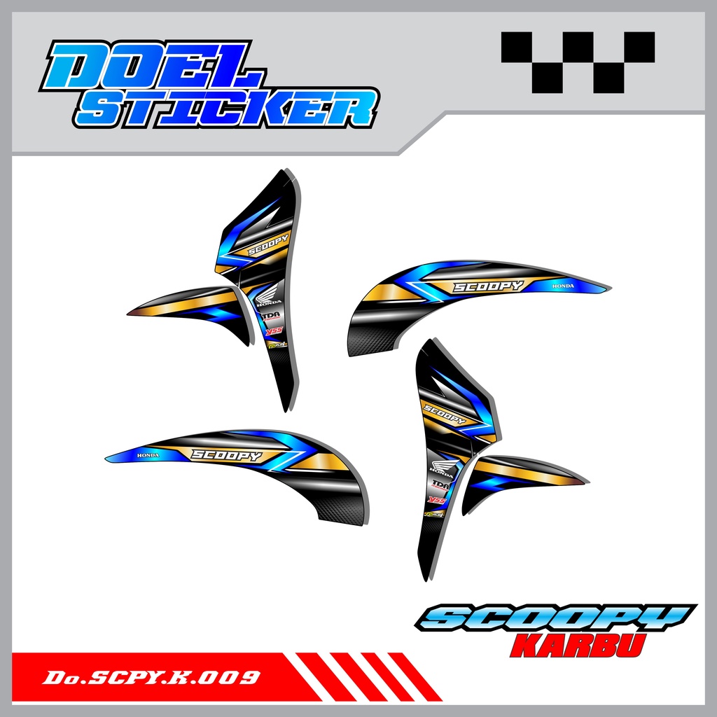 Sticker Striping Honda SCOOPY Karbu Tahun 2010-2013 List Variasi Hologram , Crome Doel 009