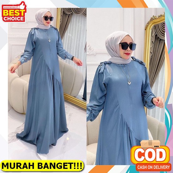 Alya Dress | Gamis Wanita Matt Ceruty Babydoll Full Furing Aplikasi Renda Pita Terbaru | Fashion Mus