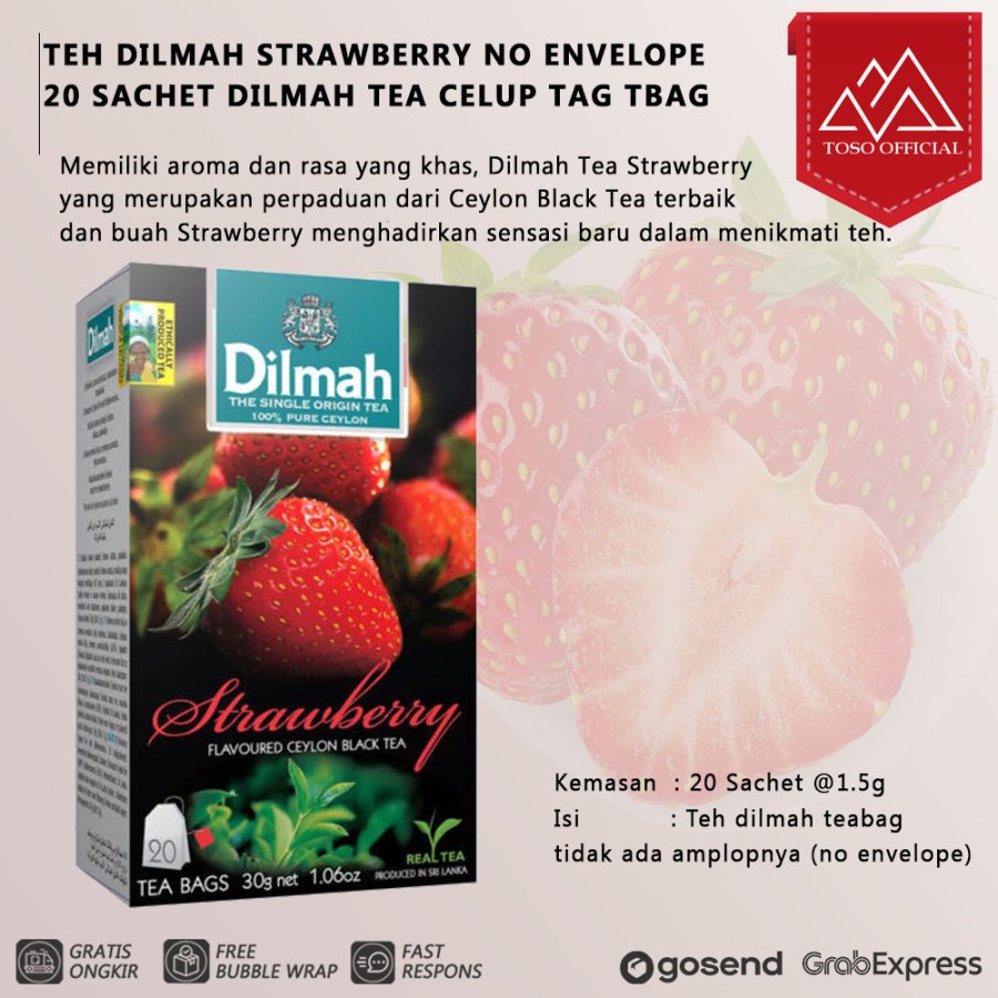 

TEH DILMAH STRAWBERRY NO ENVELOPE 20 SACHET DILMAH TEA CELUP TAG TBAG