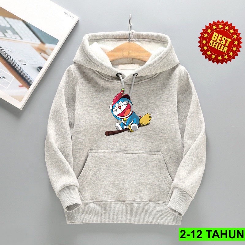 Jumper Hoodie Anak  DORAEMON II Jaket Hoodie Anak Viral Bahan Fleece Sz M - XL ( Laki Laki &amp; Peremepuan )