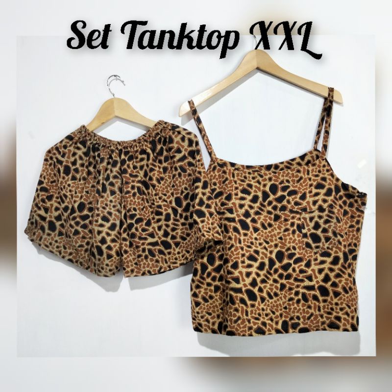 Set Tank Top Pendek Jumbo/Setelan Piyama Wanita Model Tanktop XXL LD 120/Baju Tidur Sexy (pilih motif)