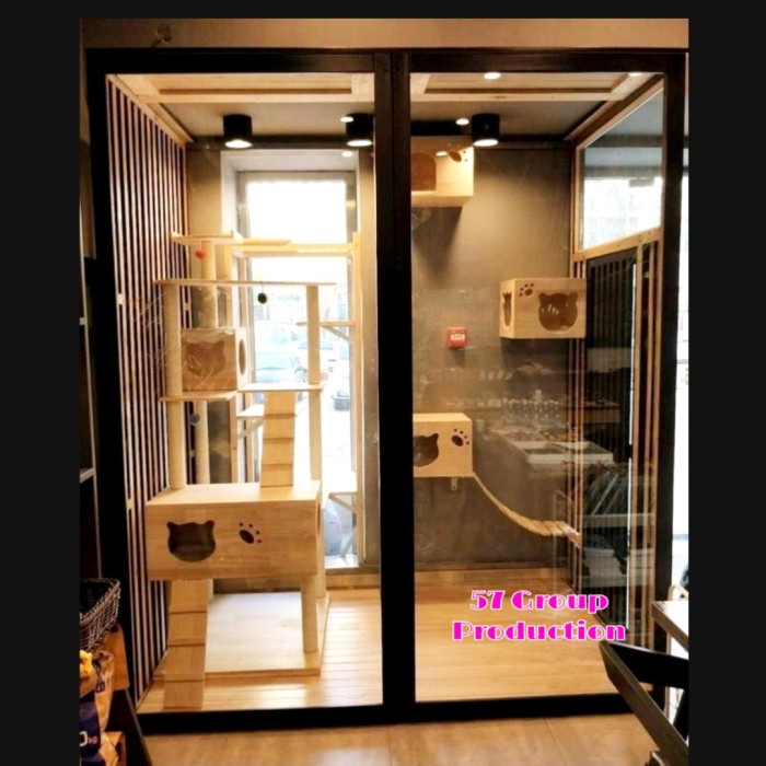 kandang rumah kucing kaca besar jumbo Cathome Cat Aquarium Aluminium