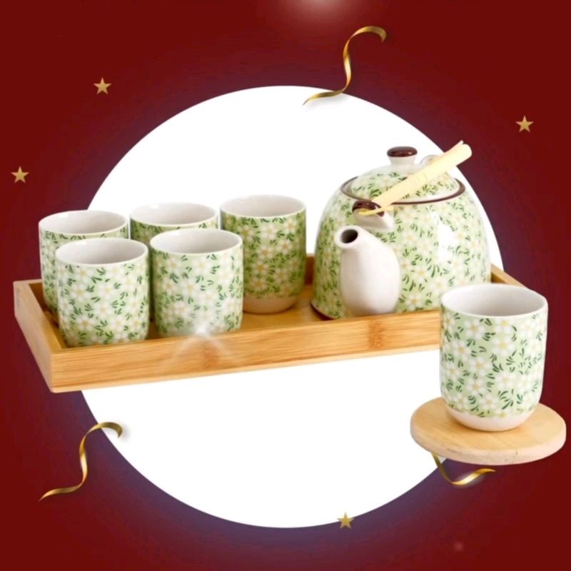 TEA SET KERAMIK JEPANG 9 PCS NAKAMI - NK-TS079-G