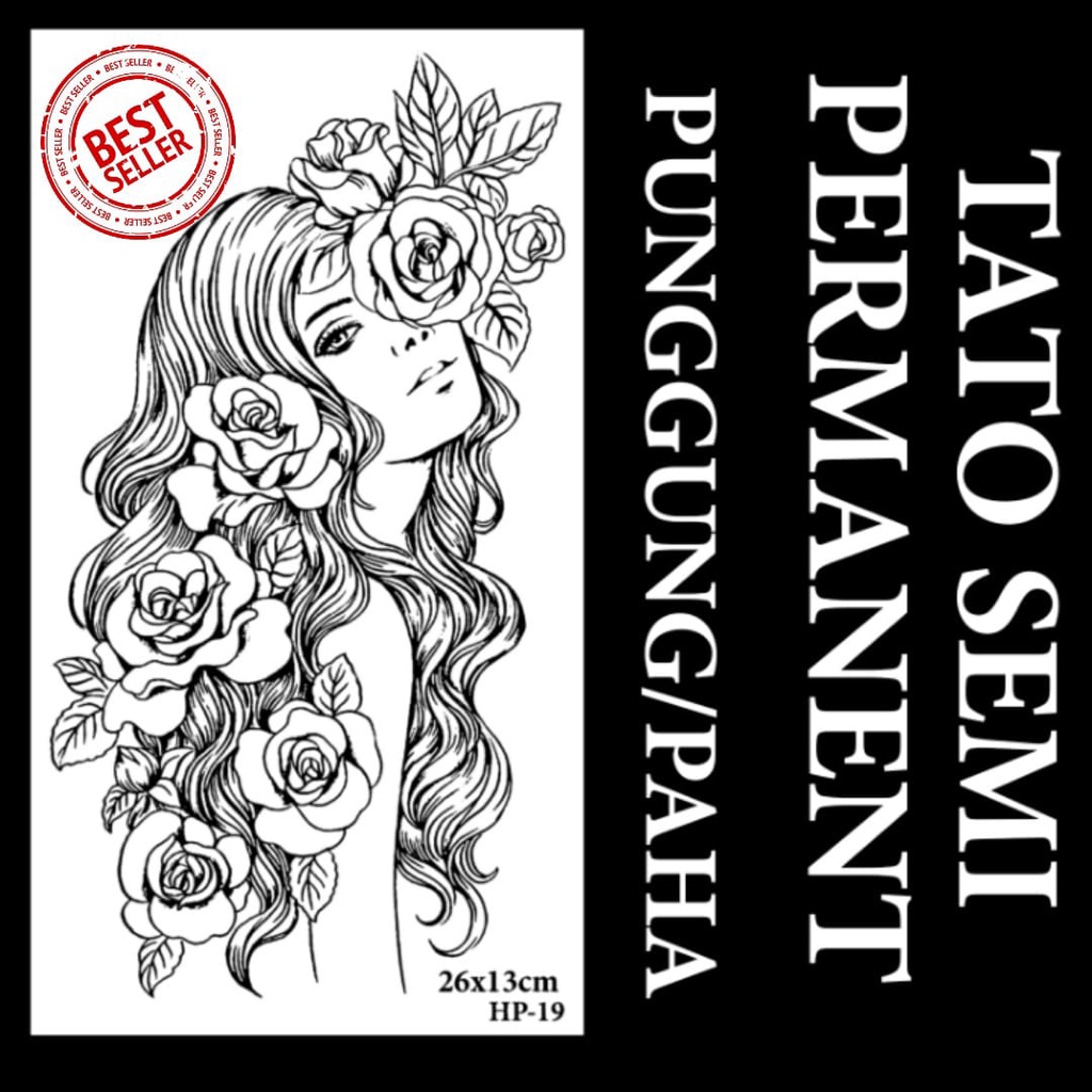 TATOMANIA-Stiker tato temporer semi permanen Motif Punggung Beauty HP-19