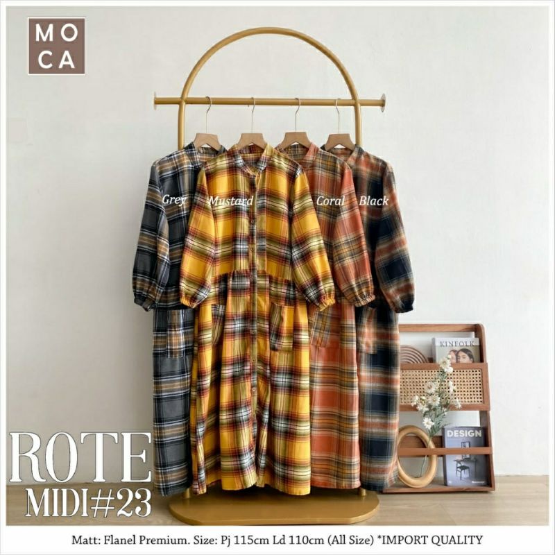 Rote Midi #23, MIDI DRESS WANITA CANTIK FIT XXL LD 110 BAHAN FLANEL PREMIUM TERMURAH OOTD MODIS