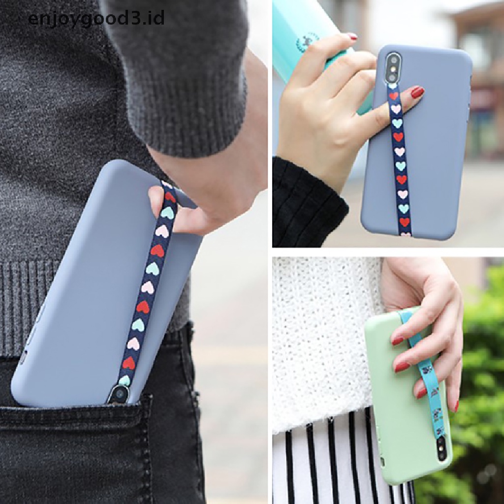 [Rready Stock] Ponsel Elastis Gelang Tangan Jari Holder Phone Lanyard PU Leather Grip Satu Tangan Anti Slip Kartun Phone Holder Strap (ID)