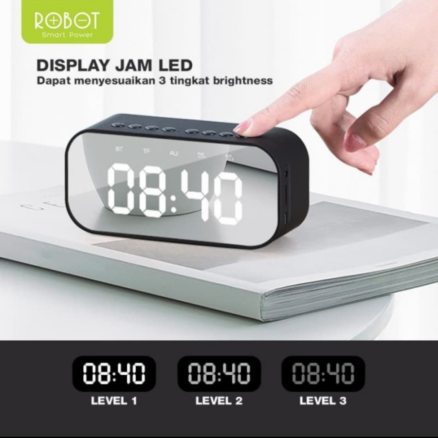 Robot RB560 Speaker Bluetooth 5.0 Alarm Clock Radio FM Jam Led Aux TF