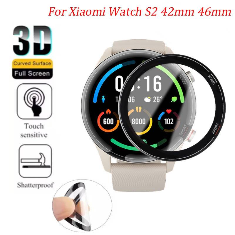 1-3 PCS Tepi Melengkung Full Soft Film Pelindung Untuk Xiaomi watch S2 42mm 46mm S1 Edisi Aktif Smart watch Screen Protector Untuk Xiaomi watch Warna2Olahraga Lite (Bukan Kaca)