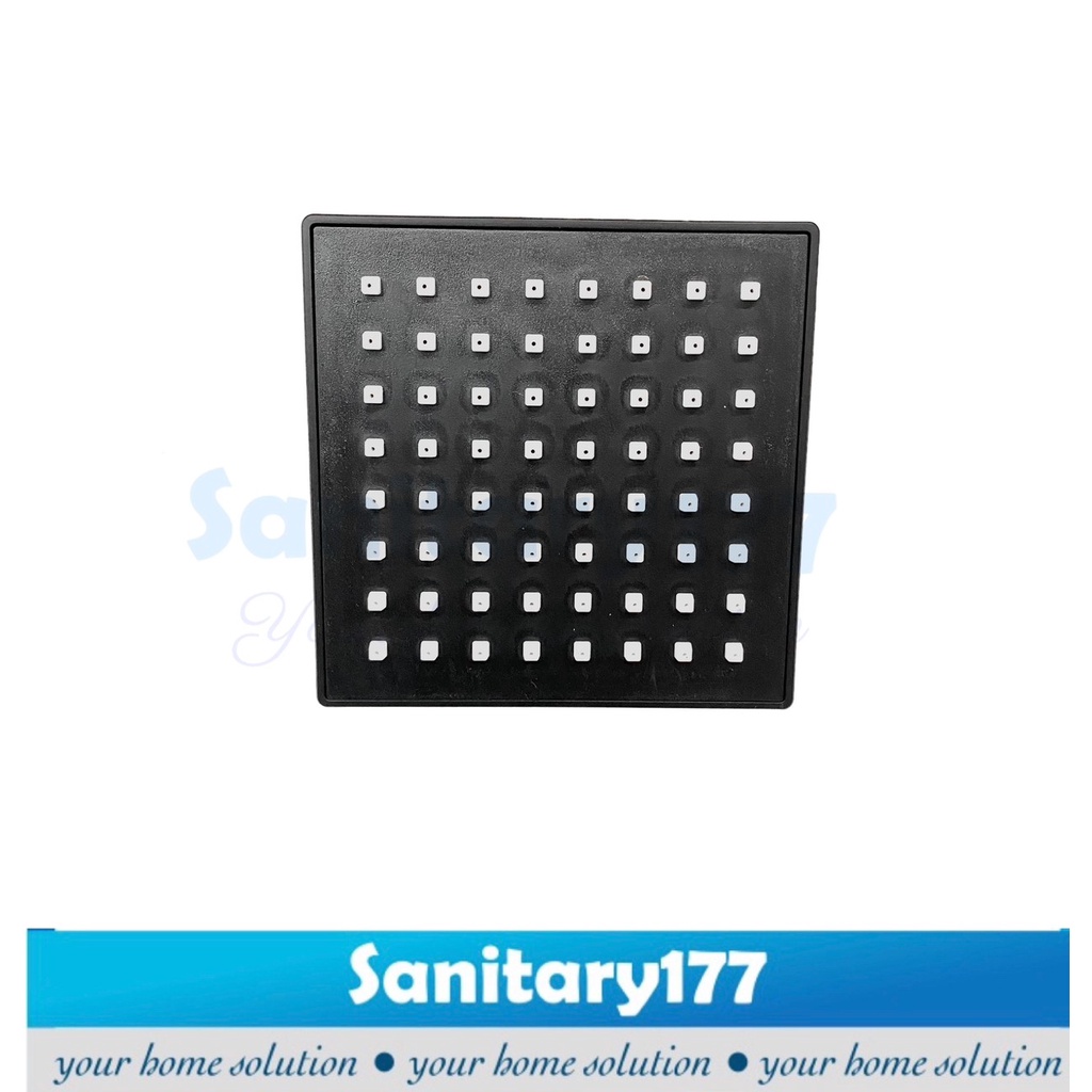 Wall Shower Tembok kotak  Minimalis HITAM 4INCI 4B - Shower mandi rainfall black tanam Plastik abs Segiempat 10cm