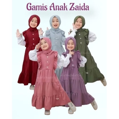 Gamis Anak Perempuan Muslim Zayda Dress Anak Zayda Usia 1-12 Tahun Bahan Premium