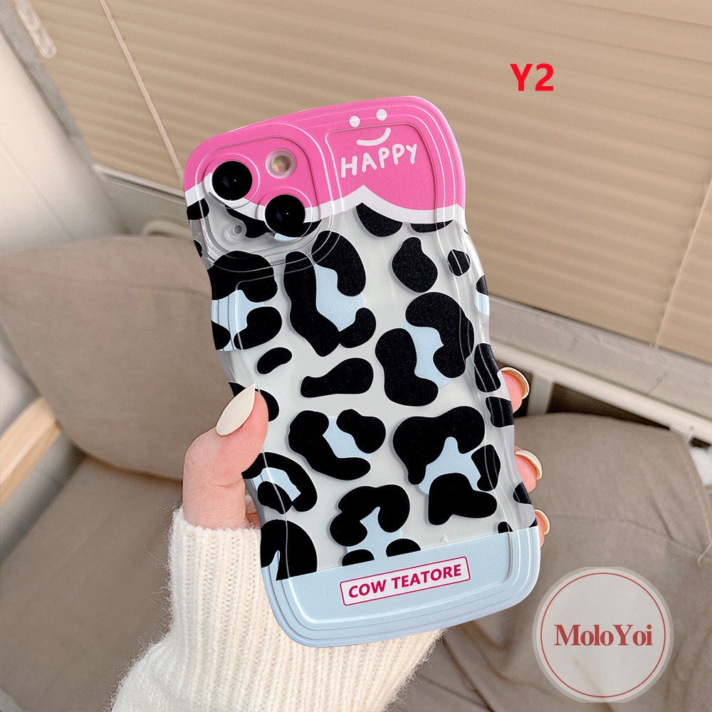 IPHONE Casing Pasangan Tepi Bergelombang Kompatibel Untuk Iphone6 6s 8 7 Plus XR 14 13 12 Pro Max 11 Pro Max 14Plus X XS Max SE 2020motif Denim Splicing Motif Sapi Leopard Lembut TPU Penutup Belakang