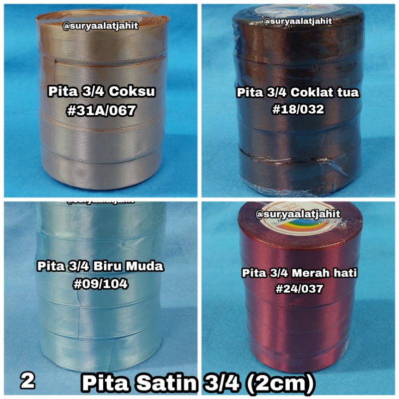 Pita Satin 3/4in (2cm) +/-20Y/pcs =rp.5.300/1pcs