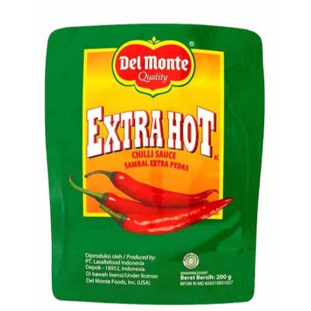 Saus saos tomat tomato sambal extra hot chili sauce pedas del monte 200 gram gr Halal ketchup sauce