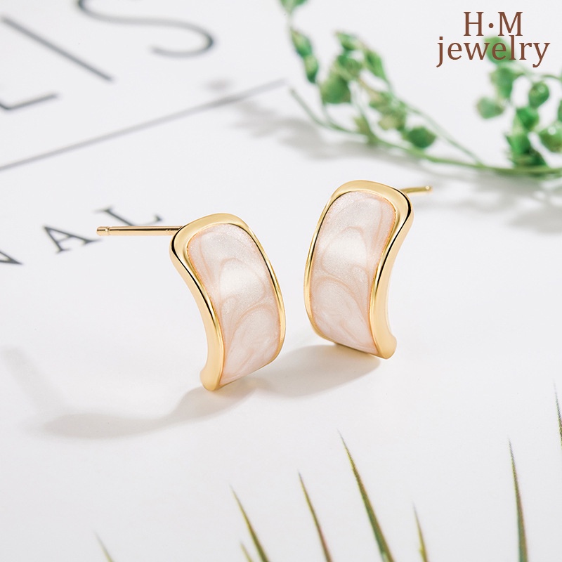 Bermutu Tinggi Melengkung Drip Glazed Earrings Retro2023Anting Baru