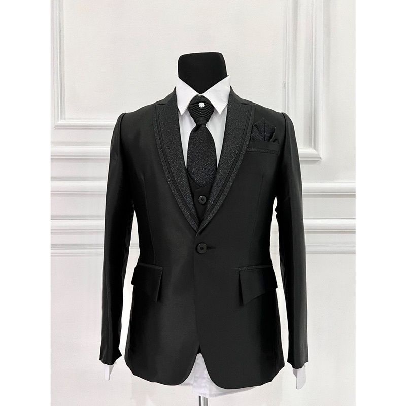 Jas pengantin pria hitam/Jas wedding modern hitam/jas formal hitam/jas hitam premium