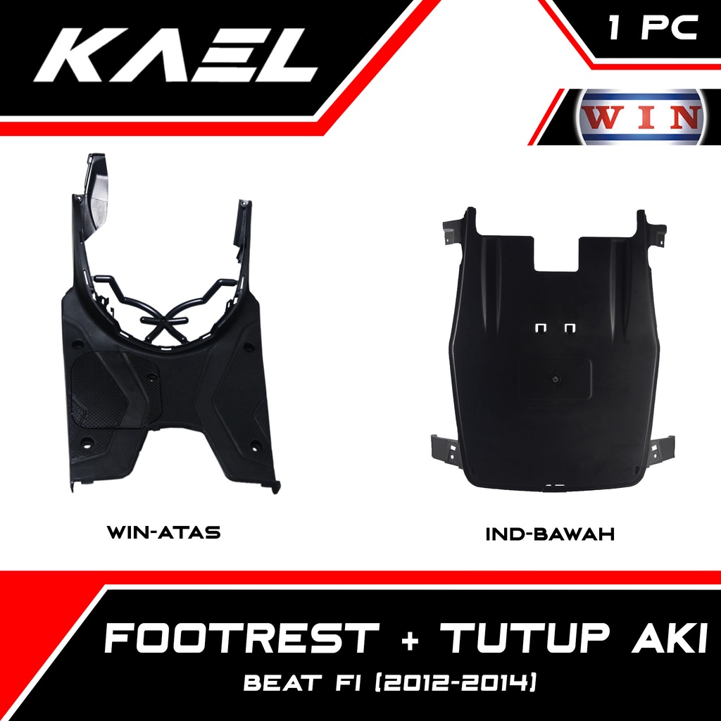 WIN Footrest + Tutup Aki Honda Beat FI Lama 2012 2013 2014 Cover Pelindung Penutup Foot Rest Pijakan Kaki Bordes Under Kolong Dek Bawah F1
