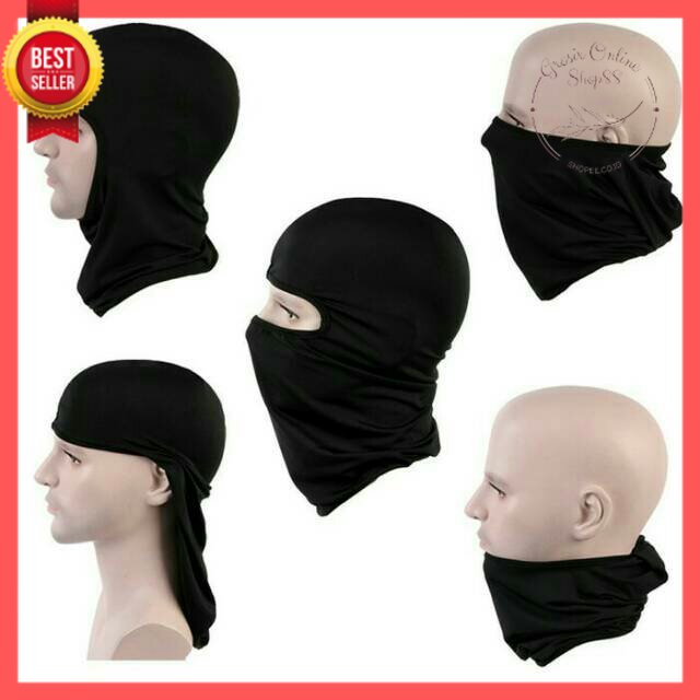 GOS -A407- Masker Buff Full Face - Masker Ninja Hitam Polos - Masker Buff Balaclava Full Face