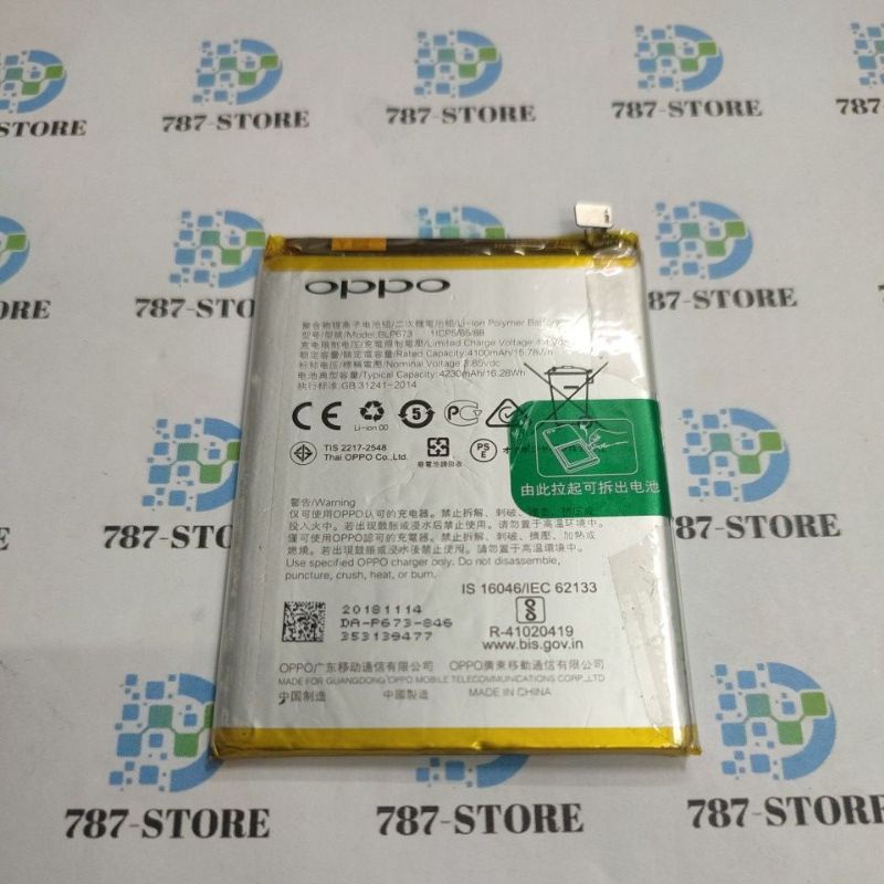 BATTERY OPPO A7 BLP673 ORIGINAL BEKAS