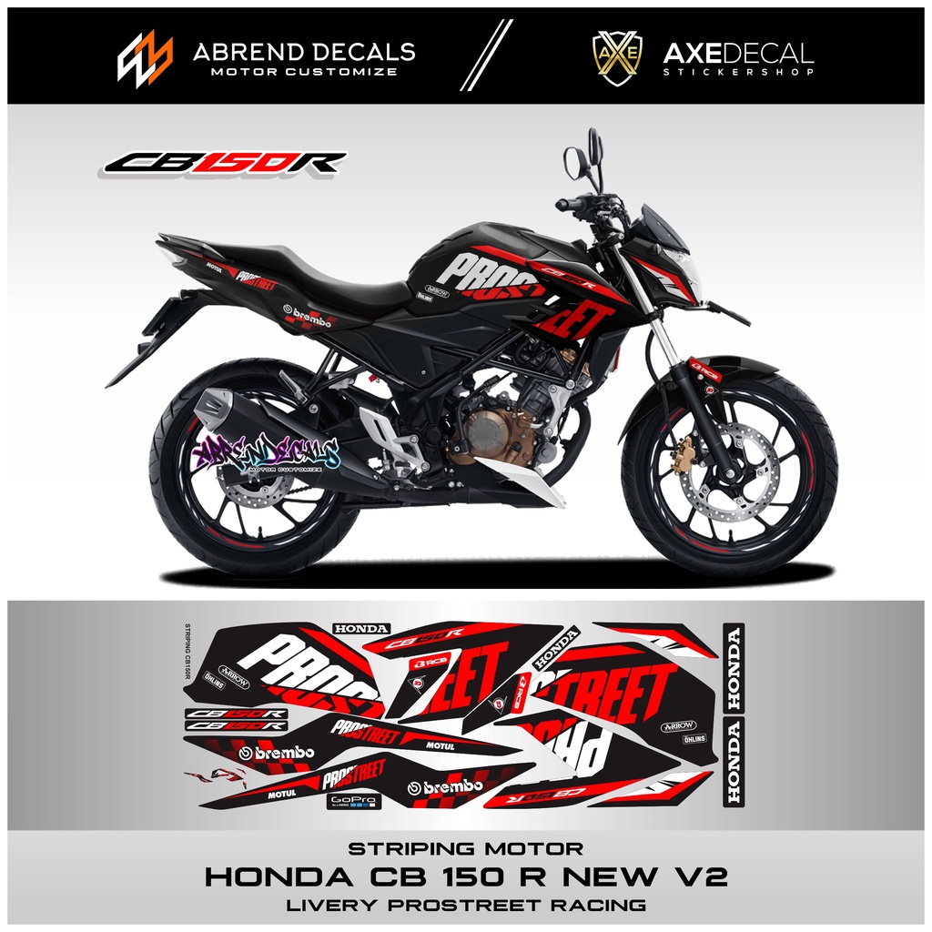 STRIPING HONDA CB 150 R OLD PROSTREET RACING / STIKER MOTOR CB 150 LAMA DESAIN CUSTOM / STOCK DECAL 