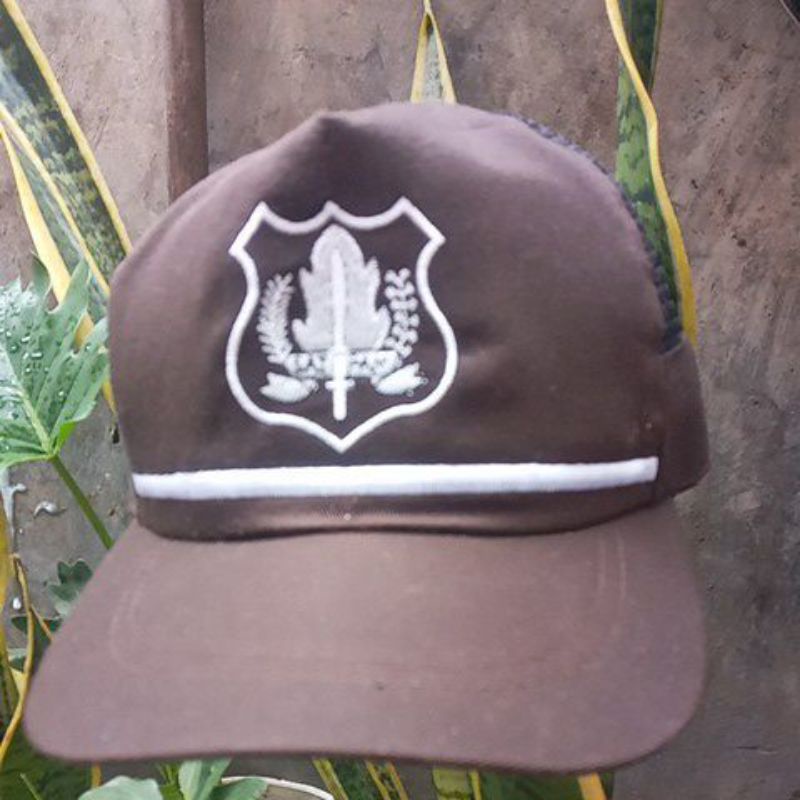Topi satpam coklat Topi security coklat bahan larici