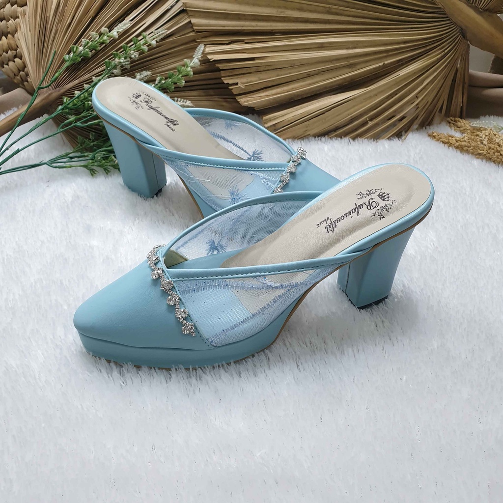 Sepatu wedding pesta cantik alexna babyblue tinggi hak 9cm