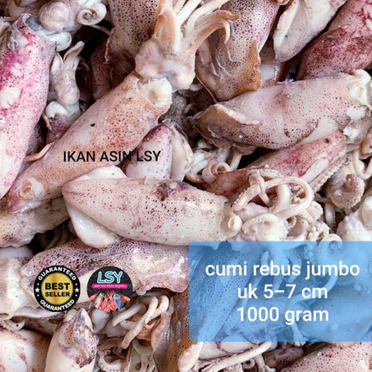 

Free Ongkir ikan asin cumi rebus/ sotong rebus size jumbo 1kg