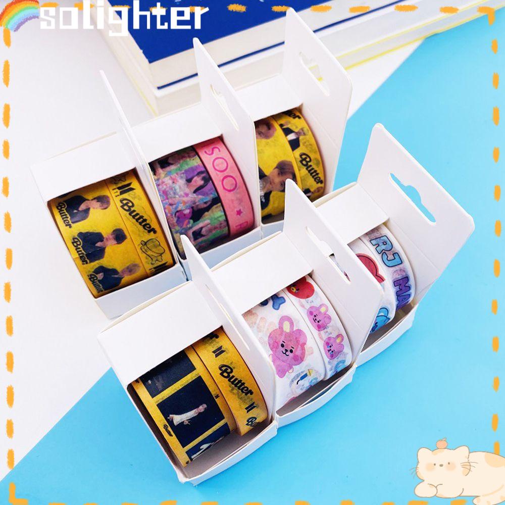 Solighter Washi Tape Aman Dan Tidak Beracun Bahan Kertas Washi Produk Peripheral BT21 Sticker