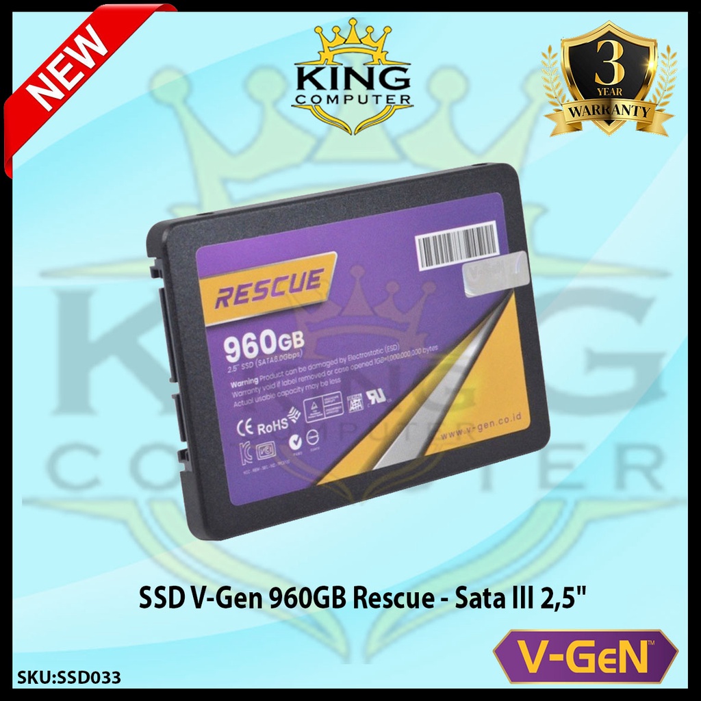 SSD V-Gen 960GB Rescue - Sata III 2,5&quot; SSD Vgen 960GB Sata