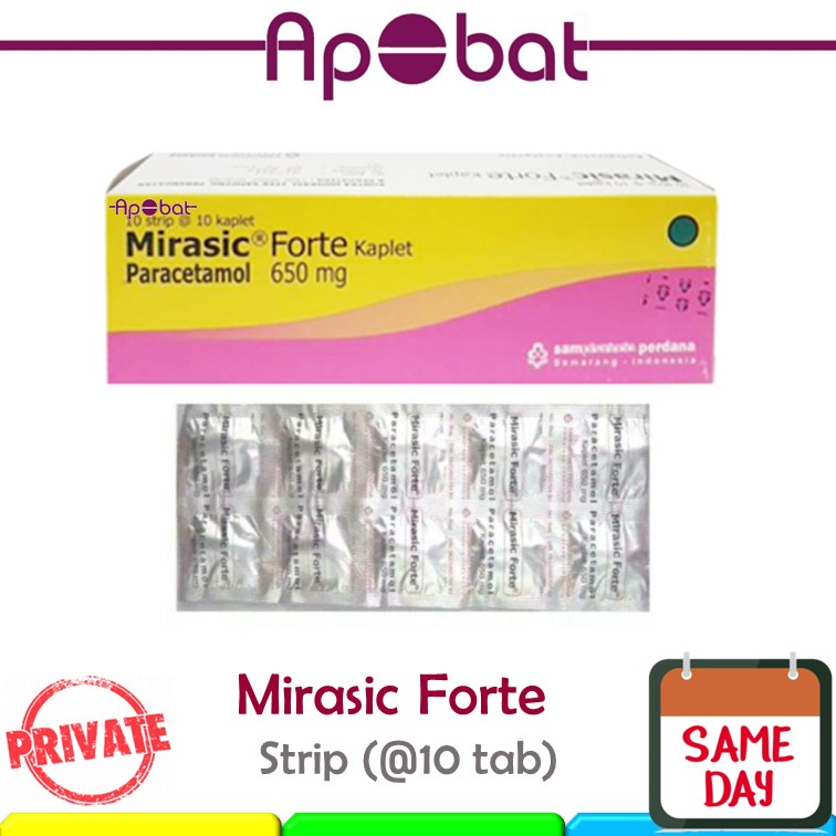 - ApObat - Mirasic FORTE 650mg STRIP Obat Pusing Demam Nyeri Sakit Kepala Sakit Gigi Parasetamol Par