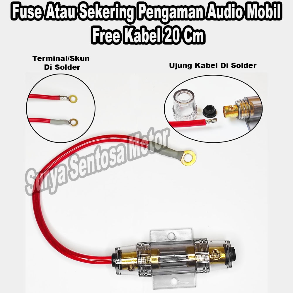 Fuse Sekring Audio Mobil 60 Ampere Plus Kabel 20 Cm Awg 8 Dan Skun