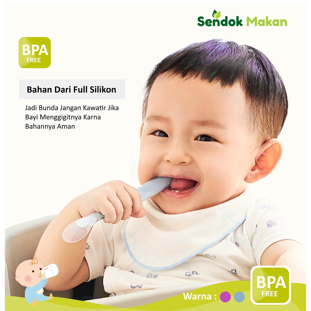 sendok makan bayi silikon 2 warna MURAH MERIAH