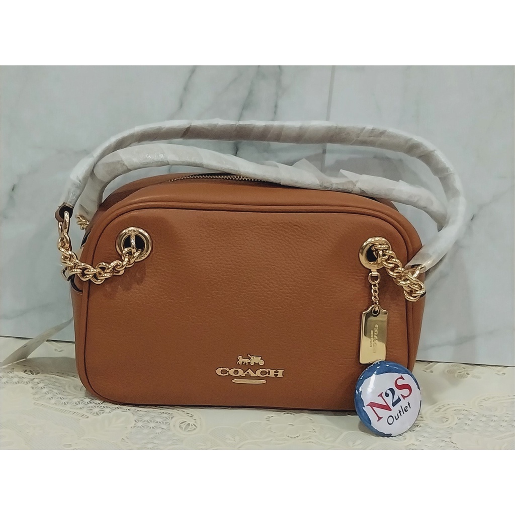 coach tas wanita C 32 cammie chain shoulder leather original brown