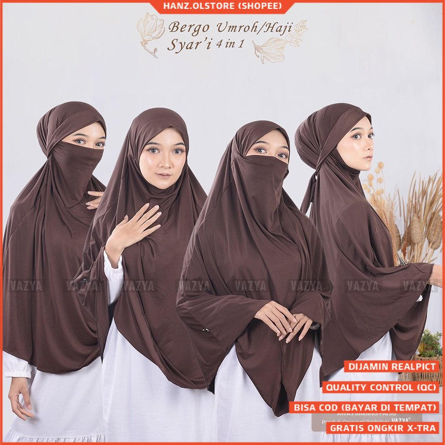 Jual Jilbab Bergo Umroh Dan Haji Hijab Jumbo Ada Warna Hitam Putih Kerudung Dewasa Premium Bahan 