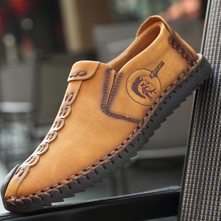 SRD.02Ja23ᶠ ‑ 100% KULIT ASLI Import Sepatu Sneaker Pria Import Loafer Slip On Kulit Sapi Kasual Sep