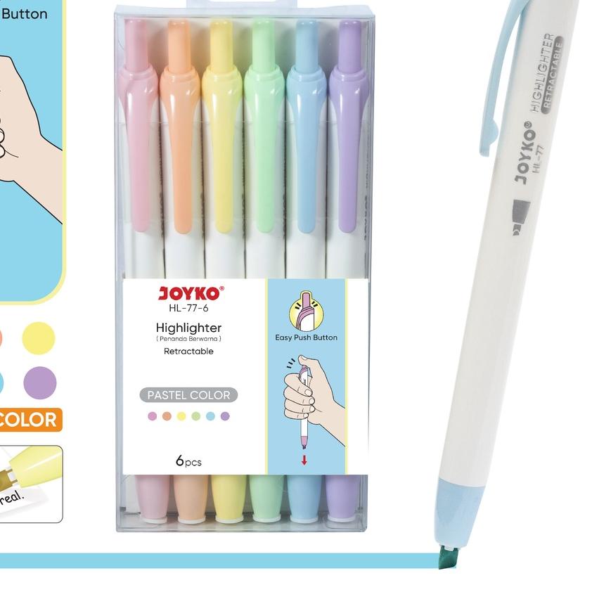 

Ready Stock Penanda Berwarna Highlighter Joyko HL-77-6 Warna Pastel Color TR6+