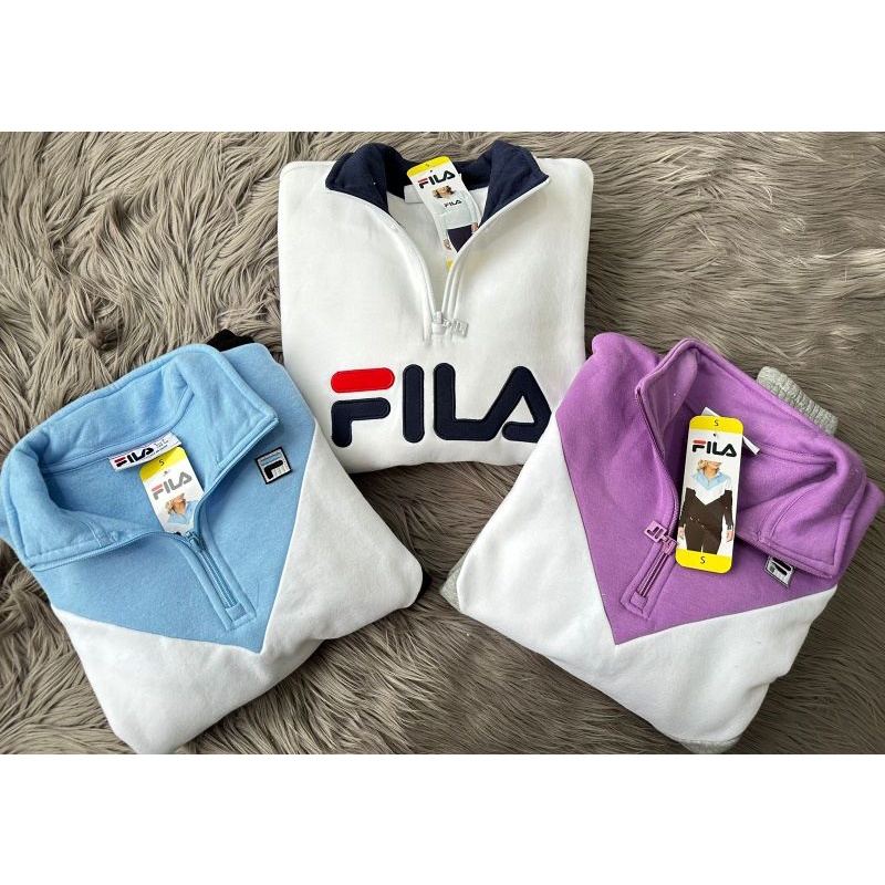 F*LLA logo zip half bordir sweatshirt