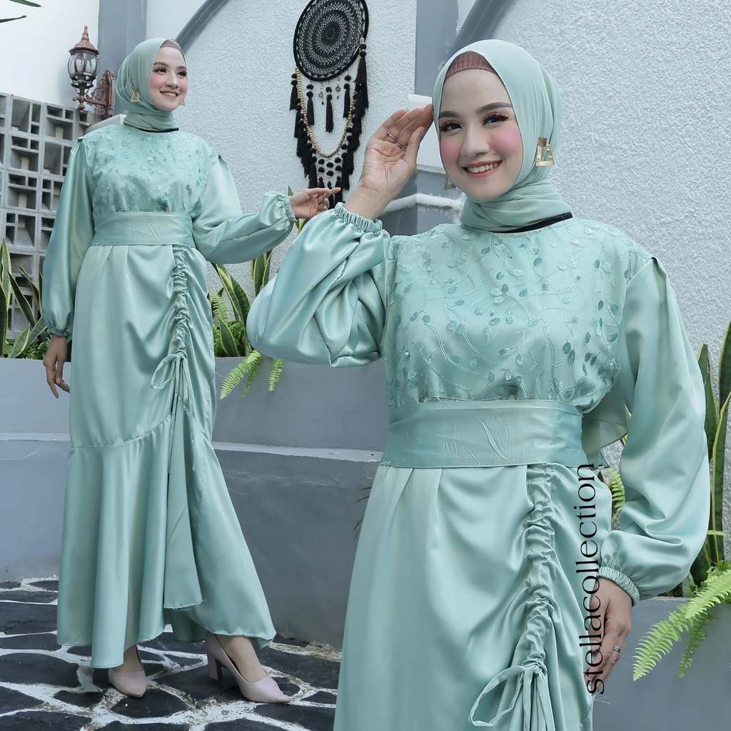 Jual Terbaru 2023 Baju Pesta Gamis Brukat Mewah Wanita Muslim Adem ...