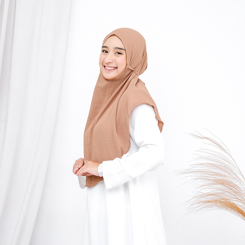 Hijab Bergo Maryam Pinguin Crinkle Airflow Size L / Jilbab Instan Non Pad Non Pet Crinkle Ukuran L