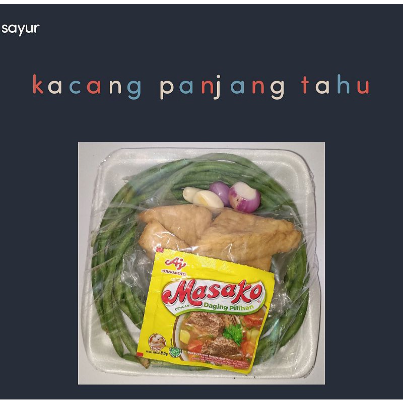 

sayur/tumis kacang panjang tahu paket lengkap